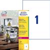 Avery Etichette permanenti poliestere bianche Avery 210x297 mm 1 et/foglio - stampanti laser - cf. 100 ff - L4775-100