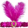 Fenisonavy Set di copricapi con piume 2 pezzi in stile retrò anni '20 con paillettes adatto a donne adolescenti e bambini ideale per carnevali feste e matrimoni (Fucsia, 2 piume)