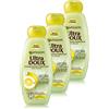 Garnier - Ultra Dolce, Shampoo Purificante per Capelli Grassi, con Argilla Dolce/Cedro, 400 ml, Set di 3