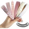 BUTBU Fascia Cerchietto Capelli Donna, 7 pz Serie Rosa + 10 pz Elastico
