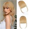 TTPSRY Frangia Clip Capelli Veri Natural 3D Frangia Frontale Basette Naturali Capelli Veri Extension Clip Frangetta Liscia Corta Accessorio Acconciatura Parrucchino (Oro)