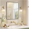 SONGMICS Specchio Bagno, Specchio da Parete, Rettangolare, Cornice in Alluminio, 81 x 61 cm, Pellicola di Sicurezza, 2 Opzioni di Sospensione, Soggiorno Camera da Letto, Nero Inchiostro LWM014BD01