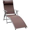 Lettino Prendisole Relax Reclinabile Pieghevole Telaio in Metallo Marrone 137x63.5x100.5 cm