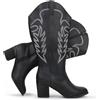 Chicblooms Stivali da cowboy da donna con polpaccio extra largo, da cowgirls, alti al ginocchio, Nero , 43 EU