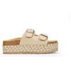 BOSANOVA Sandali bio-stile pala con una larga striscia al collo del piede con dettaglio di due fibbie regolabili e suola in sparto bicolore. Senza chiusura Calzature da donna, beige, 39 EU