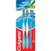 COLGATE - Spazzolino da denti Tripla Action Medium - Pulizia interdentale - Bianco naturale - Alito Fresco - Set di 3 spazzole