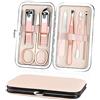 URAQT Tagliaunghie Set Professionale, 7 Pezzi Grooming Kit Strumenti per Manicure con Bella Box (Oro Rosa)