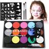 URAQT Body Painting, 15 Colori Face Painting, Pittura Corpo con 32 Stampini e 2 Pennelli, Coloranti Naturale e Sicuro, Feste, Trucco Make-up, Halloween