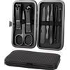 URAQT Tagliaunghie Set Professionale, 8 Pezzi Grooming Kit Strumenti, Kit Pedicure Manicure Professionale Donne Uomini per Manicure, Grooming con Bella Box (Nero)