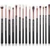 Jessup 15Pz Pennelli Trucco Professionale Set Occhi Trucco Pennello Ombretto Sfumature Manico in Legno Setole sintetiche-naturali Nero/Oro rosa T157