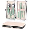 URAQT Tagliaunghie Set Professionale, 7 Pezzi Grooming Kit Strumenti, Kit Pedicure Manicure Professionale Donne Uomini per Manicure, Grooming con Bella Box (Verde)