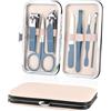 URAQT Tagliaunghie Set Professionale, 7 Pezzi Grooming Kit Strumenti, Kit Pedicure Manicure Professionale Donne Uomini per Manicure, Grooming con Bella Box (Blu)