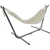 BRICOZONE Amaca con Supporto Brasiliana Tessuto Cotone 250 cm Portata 200 kg Autoportante Struttura di Sostegno in Acciaio Borsa Custodia Trasporto Spiaggia Campeggio Terrazzo Balcone Giardino Beige