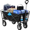 EUGAD Carrello da Giardino Pieghevole Carretto a Mano da Trasporto per Spiaggia Esterni con Impugnatura Telescopica Incluse Portabottiglie Colore Antracite-Blu 0009HC