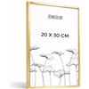 Zenacolor Cornice Foto 20x30 cm Alluminio Oro - Portafoto con Pellicola Protettiva Antigraffio, da Appendere al Muro o da Appoggiare