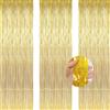 AILEXI 3 confezioni di tende metalliche orde lamina frangia tenda luccicante decorazione della finestra per la festa di compleanno forniture per feste di nozze 100 * 200cm - 3 pacchi-Lase Oro