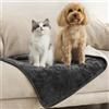 Dreamzie - Coperta Impermeabile per Cani 63x88 cm - Copridivano Reversibile Lavabile in Pile Sherpa -Telo Impermeabile per Letto o Divano - Copriletto - Grigio Scuro