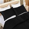 Utopia Bedding - Copripiumino 3 Pezzi Una Piazza E Mezza - Copripiumino In Microfibra Di Poliestere 200x200cm + Federe Ricamate 50x75cm - (Nero)