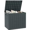 Outsunny Baule da Esterno da 97L in PP, Baule da Giardino Impermeabile con Maniglie Integrate e Gancio per Lucchetto, Contenitore da Esterno per Giardino Patio Piscina, Grigio Scuro