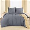 Utopia Bedding Copripiumino Una Piazza E Mezza - Copripiumino in Microfibra di Poliestere 200x200cm + Federe Ricamate 80x80cm - Grigio