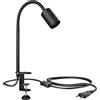 ledscom.de Lampada a morsetto, collo d'oca LELE, interruttore, nero opaco, 1x E27 max. 60W