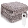 TLGREEN Coperta Elettrica 180x130cm, Morbida Pile Riscaldabile, Spegnimento Automatico, Protezione da Surriscaldamento, 9 livelli di Temperatura, Timer, Lavabile, Termocoperta (Grigio Marrone)