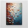 Giallobus - Quadro - 21 - Pesci rossi e mare blu - Tela Canvas Telaio Standard - 100L x 140l cm - Pronto da appendere - Quadri moderni per la casa