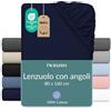 Twinzen Lenzuola Letto Singolo 80 x 160 cm - 100% Cotone Jersey, Blu Scuro - Oeko Tex Certificato - Lenzuolo Con Angoli Singolo
