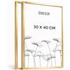 Zenacolor Cornice Foto x2 30x40 cm Alluminio Oro - Cornici Foto con Pellicola Protettiva Antigraffio, da Appendere al Muro o da Appoggiare
