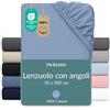 Twinzen Lenzuola Letto Bambino 70x190/200 cm - 100% Cotone Jersey, Azzurro - Oeko Tex Certificato - Lenzuolo Con Angoli Bambino