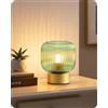 EDISHINE Lampada da tavolo LED, Paralume verde & Base in metallo dorato, con lampadina E27 2700K luce calda, Moderna per soggiorno, camera & regalo