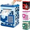 Pup Go Salvadanaio Elettronico ATM per Bambini 3-12 Anni, Regalo Natale per Ragazzi, Cassaforte con Codice per Monete & Banconote, BancoMat Giocattolo con Ricevuta Automatica (Blu)