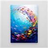 Giallobus - Quadro - 34 - Vortice di pesci deep - Tela Canvas Telaio Standard - 35L x 50l cm - Pronto da appendere - Quadri moderni per la casa