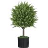 HOMCOM Piante Finte di Cedro in Vaso di Plastica PP, Piante Artificiali in Acciaio e Cemento con Foglie in PE, Verde (1, Ø14.5 x 13.5 cm)