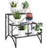 Outsunny Scaffale Porta Piante a 3 Livelli, Porta Piante da Interno ed Esterno, Supporto per Piante in Metallo, 60x60x60 cm, Nero