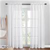 PONY DANCE Tende Bianche Camera da Letto con Tasca 2 Pezzi 140x220 CM Tende Semitrasparenti con Effetto Lino Salotto Moderne per Eleganti Curtains Camera da Letto Moderne Decorazioni