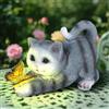 Pawfly Statue Solari da Giardino con Lanterna Integrata Statua Felino da Esterno Lampada Decorativa in Resina Luci Esterne per Balcone Terrazzo Giardino e Cortile