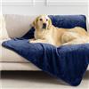 Dreamzie - Coperta Impermeabile per Cani 100x120 cm - Copridivano Reversibile Lavabile in Pile Sherpa -Telo Impermeabile per Letto o Divano - Copriletto - Blu navy