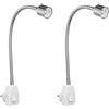 ledscom.de 2x lampada da presa/lampada da lettura LESCH, collo di cigno, cromata/bianca, 1x GU10 max. 10W