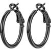 PROSTEEL Orecchni Cerchio Donna 20MM Orecchini a Cerchio Grandi Minimalismo per Ragazza Orecchini Acciaio Chirurgico Ipoallergenico Leggero Orecchini Nero