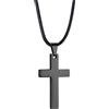 PROSTEEL Collana Croce Uomo Donna Catena di Cuoio Ciondolo Croce Cristiana Impermeabile Lunghezza 45CM Croce Nera