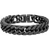 PROSTEEL Bracciale Uomo a Catena Cubana Grossa Robusta Braccialetto Uomo Catena Acciaio Inossidabile, Lunghezza 19 cm, Larghezza 12 mm, Nero, con Confezione
