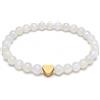 GD GOOD.designs Bracciale con Pietra di Luna e Cuore in Acciaio Inox Placcato Oro 18K | Bracciale da Donna con Perle da 6 mm | Impermeabile | Elastico 15-19 cm | Sacchetto Portagioie Incluso