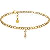 GD GOOD.designs Cavigliera d'oro con lettere impermeabili I Cavigliera da donna placcata oro 18 carati I Cavigliera regolabile (22-27 cm) acciaio inossidabile (I)