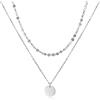 GD GOOD.designs Catena a più file per donne con piastrine - Collana impermeabile a doppia fila di monete in oro, argento o oro rosa I Catena a piastrine a strati in acciaio inossidabile (d'argento)