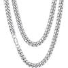 FaithHeart 10MM 60CM Argento Collane Uomo Catenina Cubana 45-75cm Hiphop Rock Gioielli da Ballo Collana Uomo Acciaio Alta Qualità con Chiusura Sicura Choker Girocollo Impilamento Antiallergico