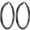 PROSTEEL Orecchini a Cerchio, 70MM, Orecchini Donna Nero, Combinazioni di Impilamento, Chiusura Minimalista Linee Morbide, con Confezione Regalo