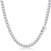 PROSTEEL Collana Uomo Donna Catena Cubana Grande Sottile 4mm, Lunghezze 70 cm, Acciaio Inossidabile, Argento, Hip Hop Punk, con Confezione Regalo