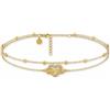 GD GOOD.designs Cavigliera da donna | Cavigliera dorata multistrato con cuore infinito - Impermeabile e regolabile (22-27 cm) | Gioiello alla caviglia in acciaio inox 316L oro 18K