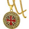 FaithHeart Collana Croce Uomo Rosso Ciondolo Sigillo Cavalieri Templari Medaglione Collana con Croce di Gerusalemme Scudo Collana Uomo Acciaio Impermeabile Non Sbiadisce